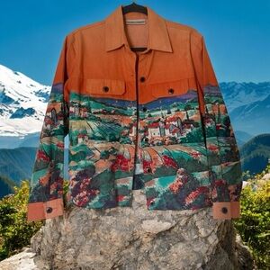 Draper’s & Damon’s Jacket Town Village Multi-color Women’s Size Petite Medium